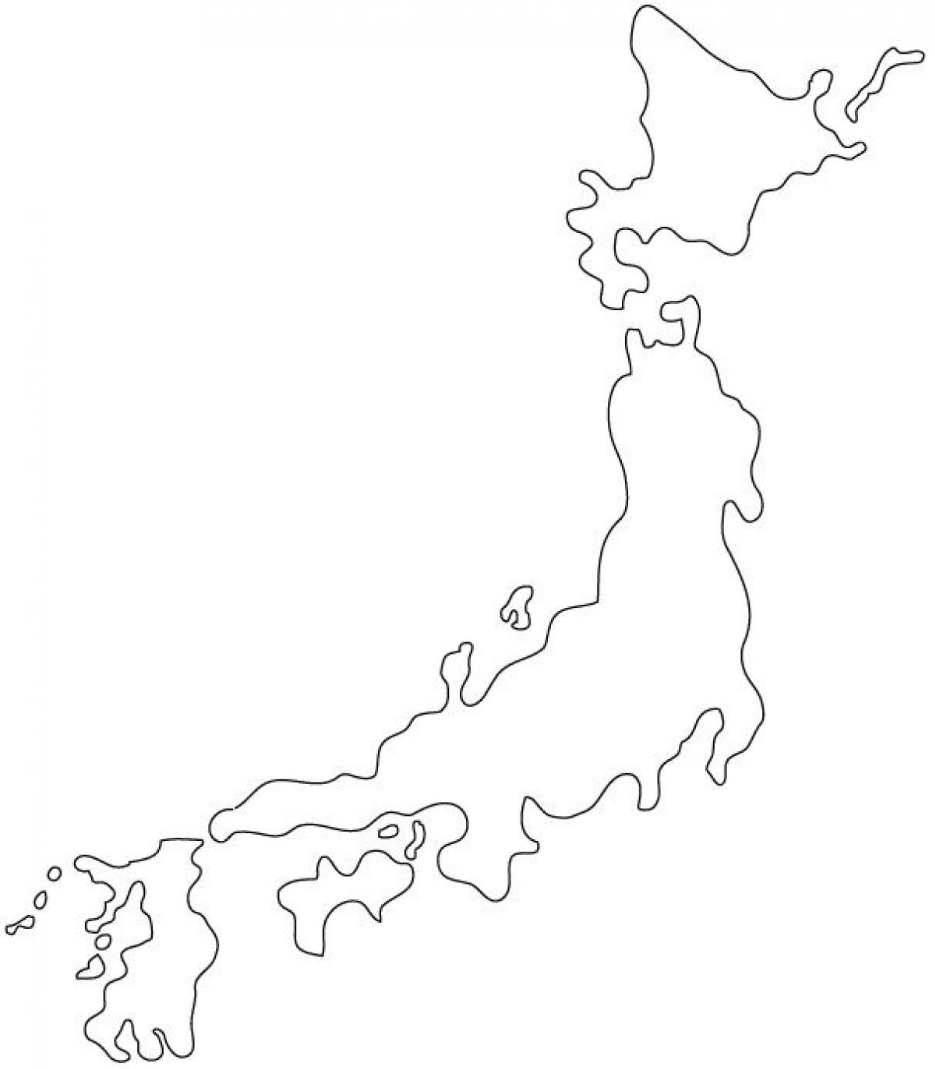 Карта Японии черно белая