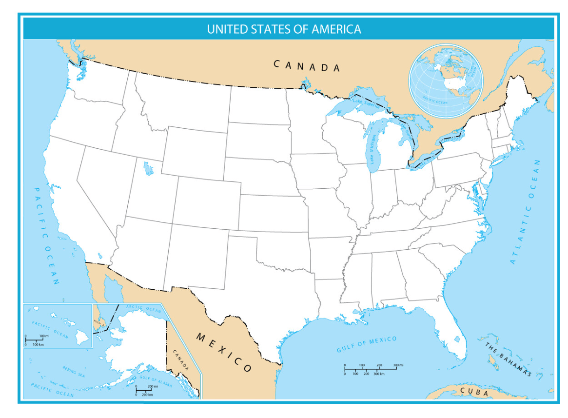 Map USA Pinned. New France on us Map 1600.